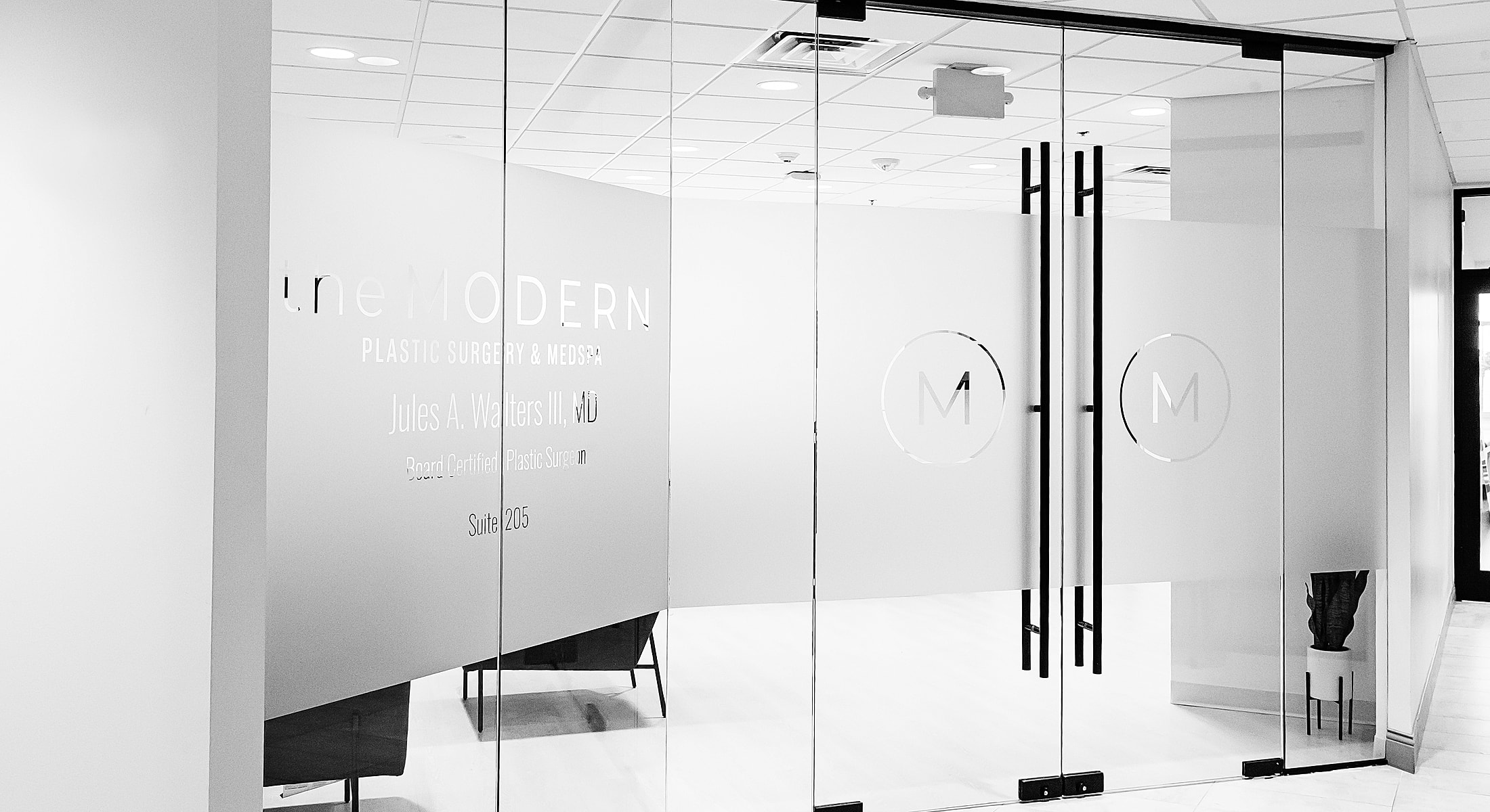Modern plastic surgery and medspa entrance.