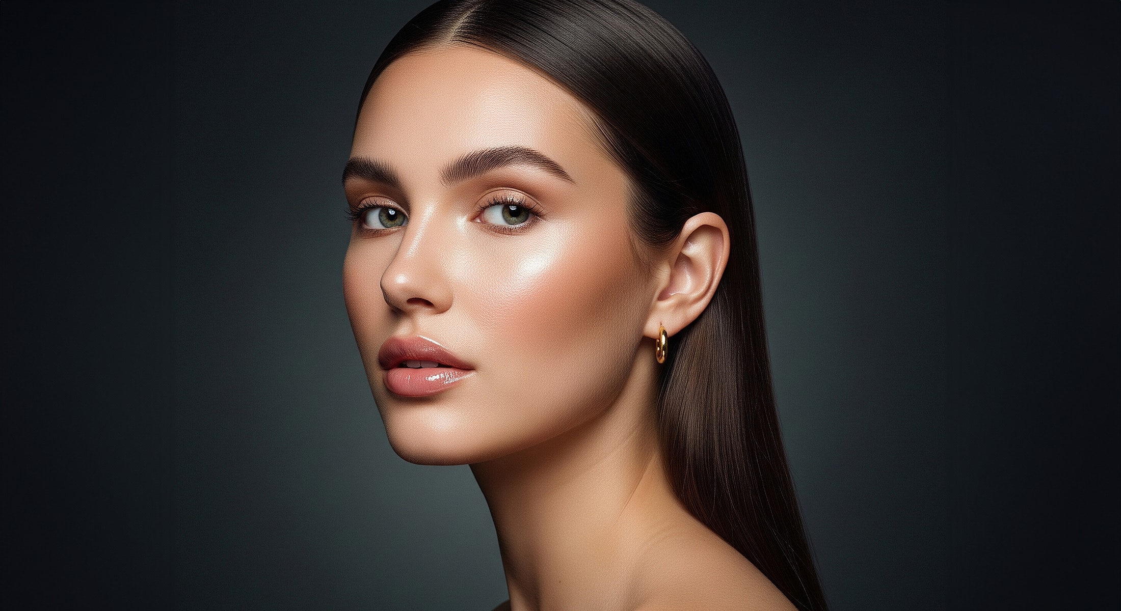 Portrait of a woman with glowing skin.