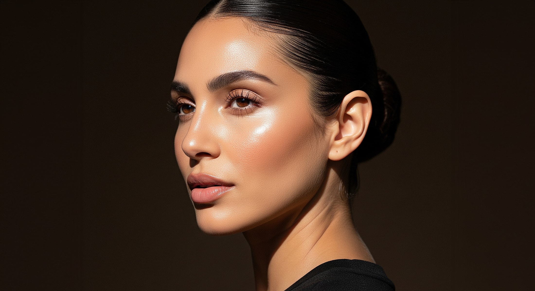 Profile of a woman with glowing skin.